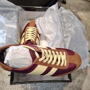 Madden Girl Burgundy and Tan Sneakers